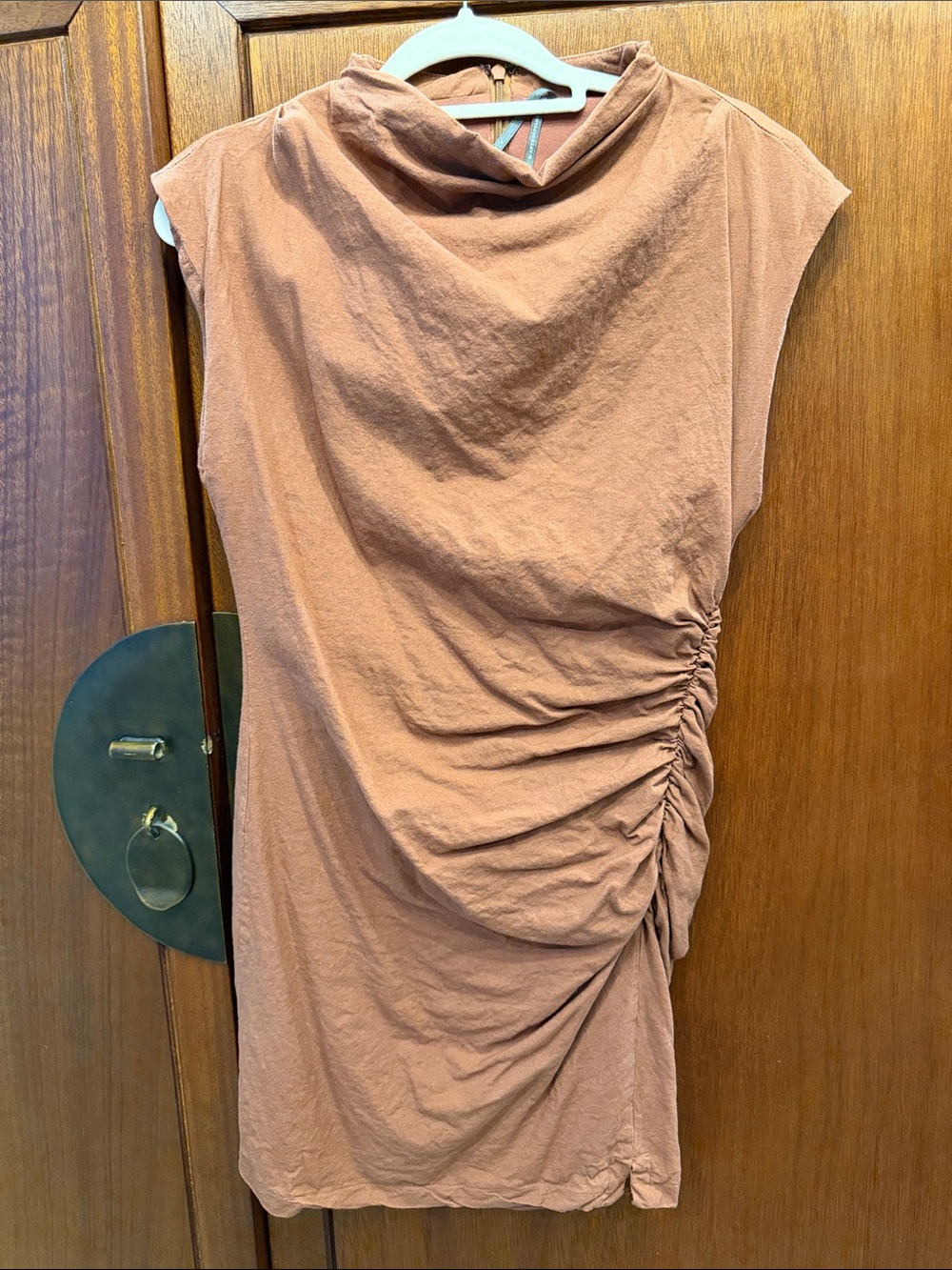 Anthropologie Size Medium Sleeveless Ruched Side Dress — Rust